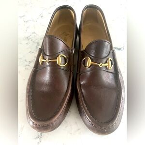 Gucci Horsebit Loafers Brown Leather Career Business Sz 7 B